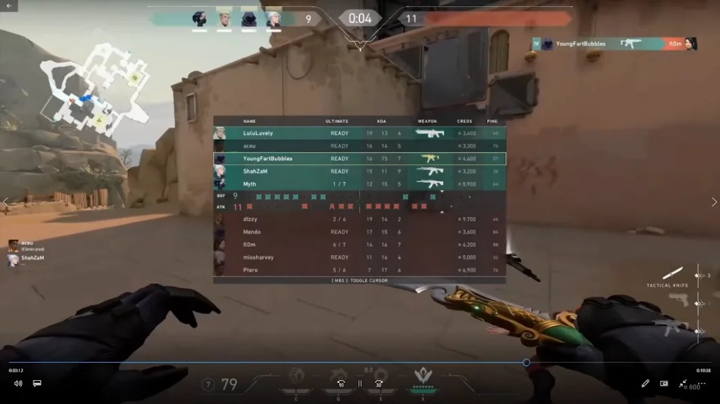 Valorant Cheats in-game overlay — scoreboard and match HUD